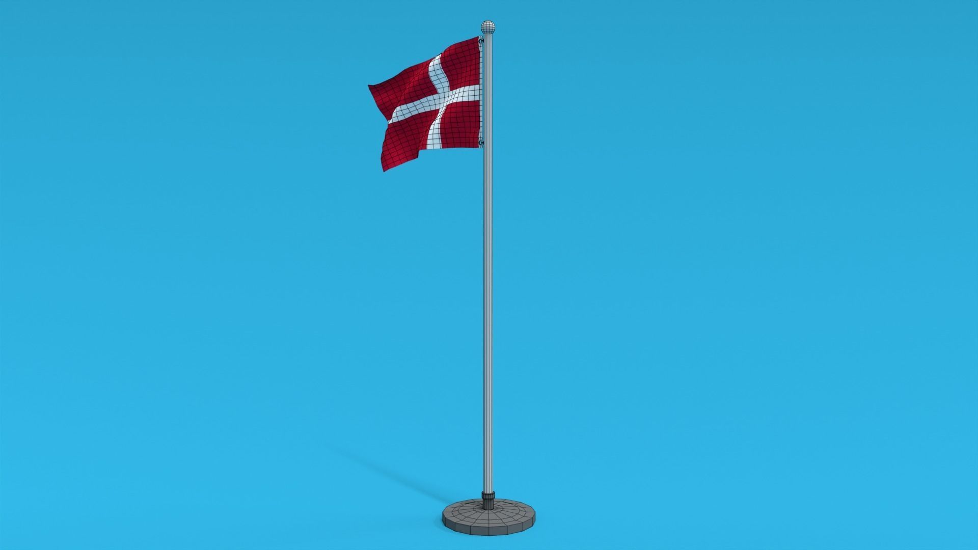 Low Poly Seamless Animated Denmark Flag Low-poly 3D model_14