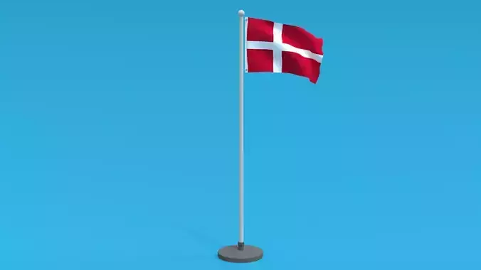 Low Poly Seamless Animated Denmark Flag Low-poly 3D model