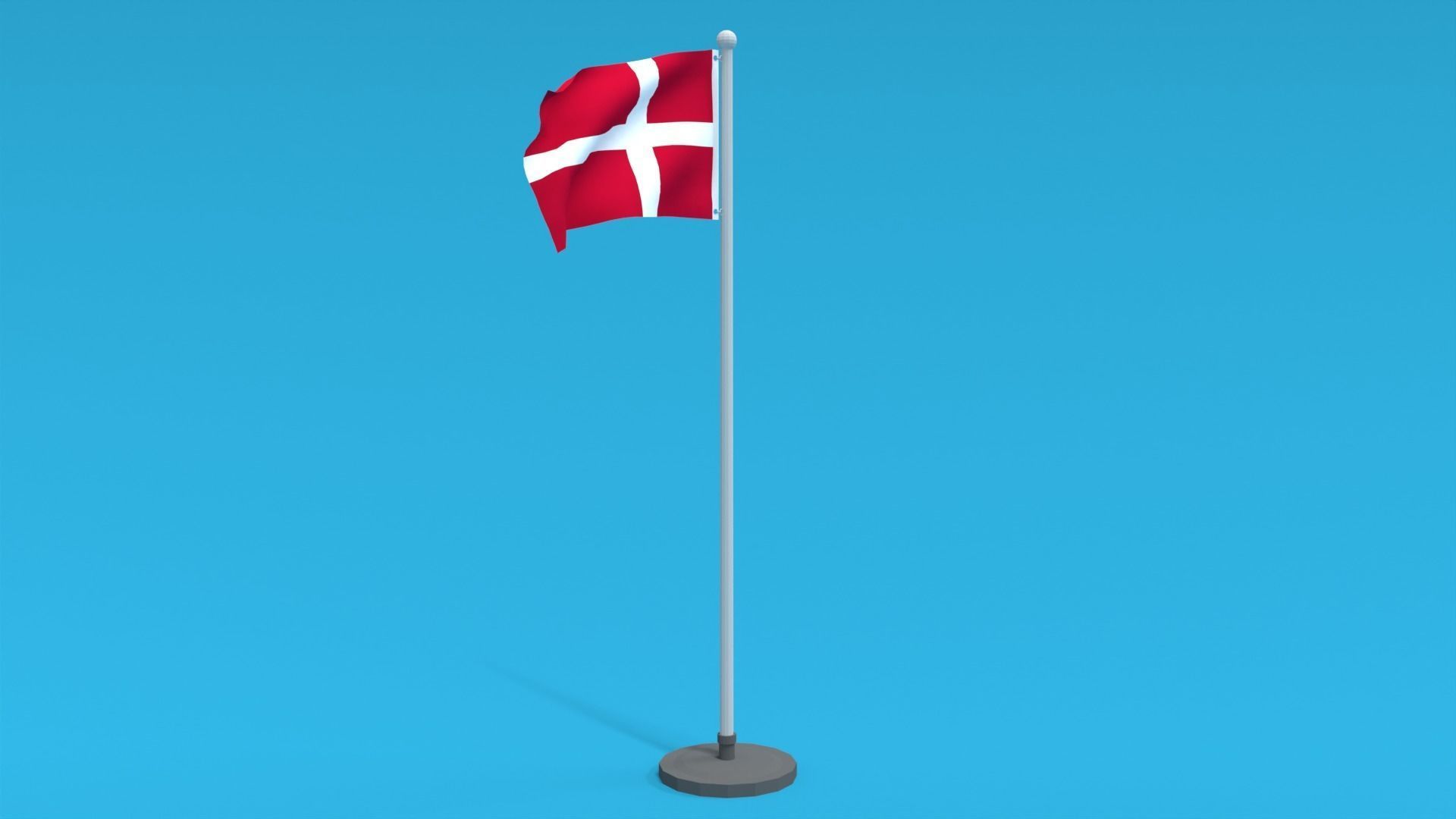 Low Poly Seamless Animated Denmark Flag Low-poly 3D model_3