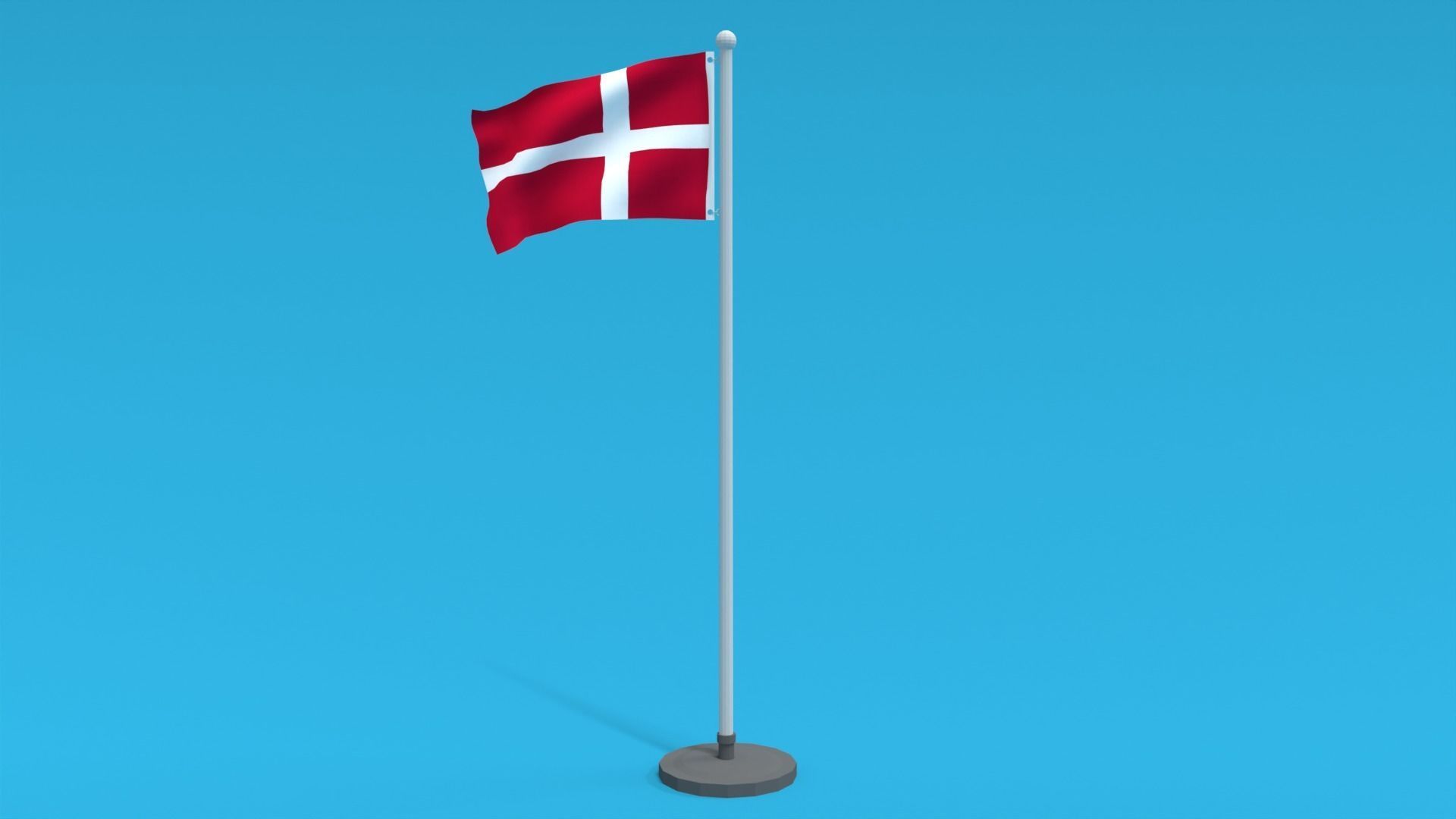 Low Poly Seamless Animated Denmark Flag Low-poly 3D model_4