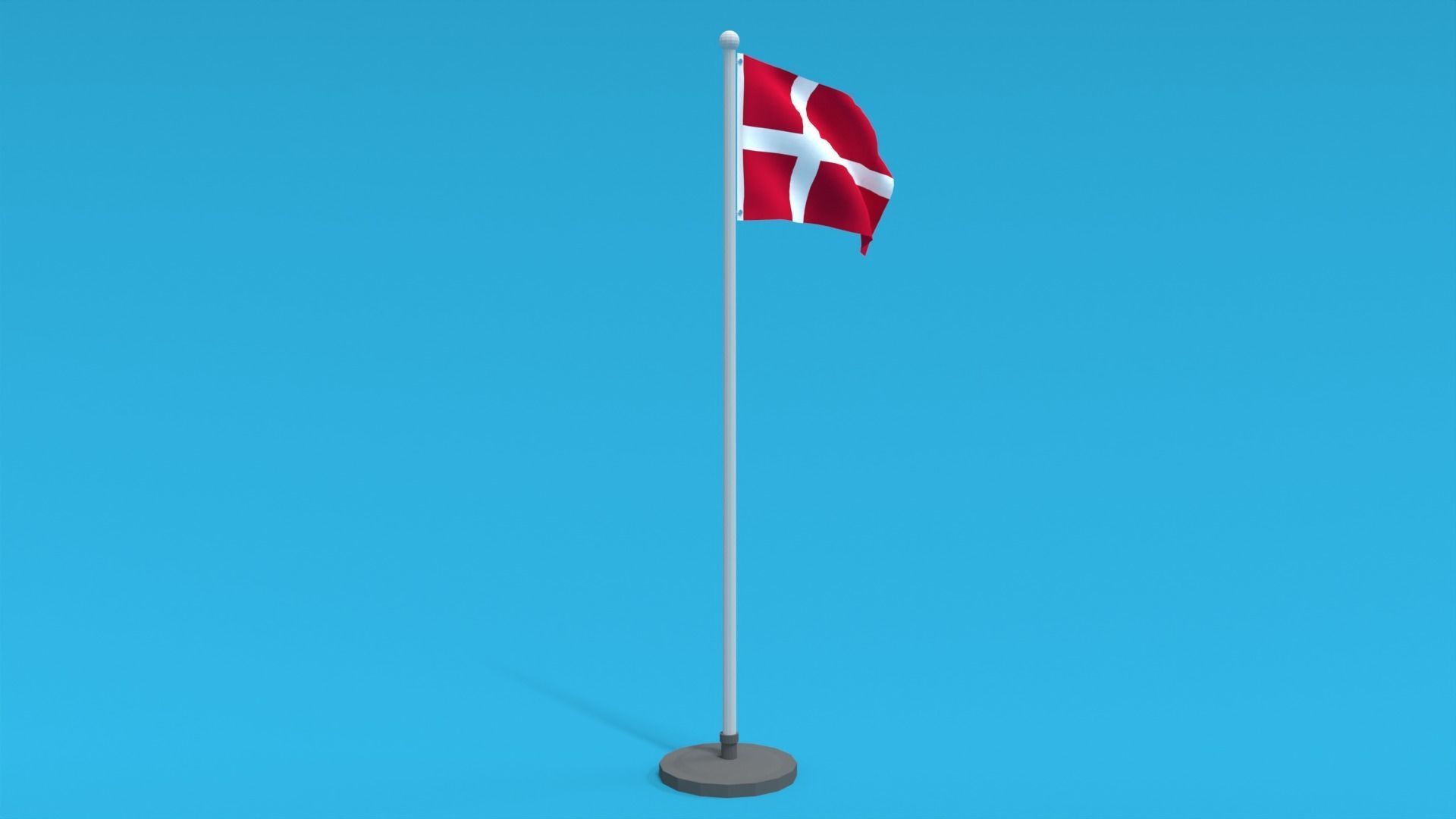 Low Poly Seamless Animated Denmark Flag Low-poly 3D model_7