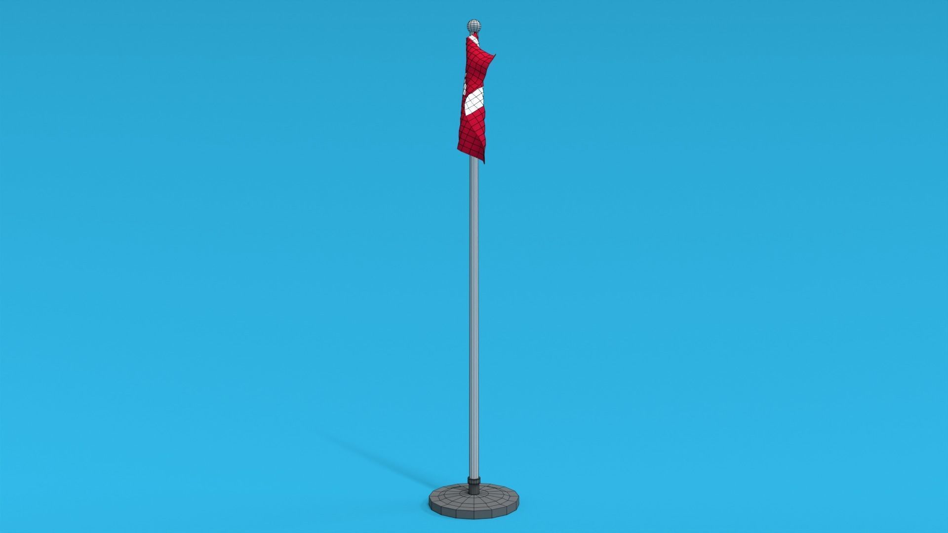Low Poly Seamless Animated Denmark Flag Low-poly 3D model_11