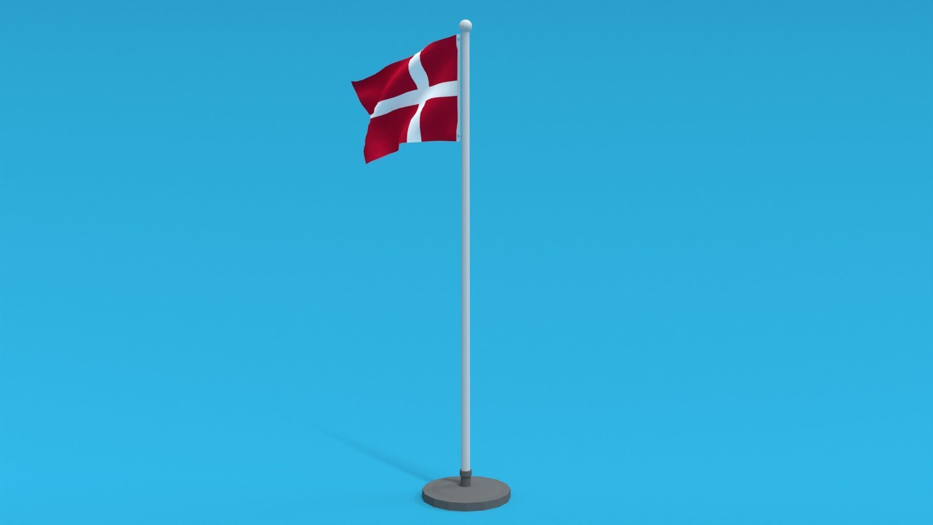 Low Poly Seamless Animated Denmark Flag Low-poly 3D model_5