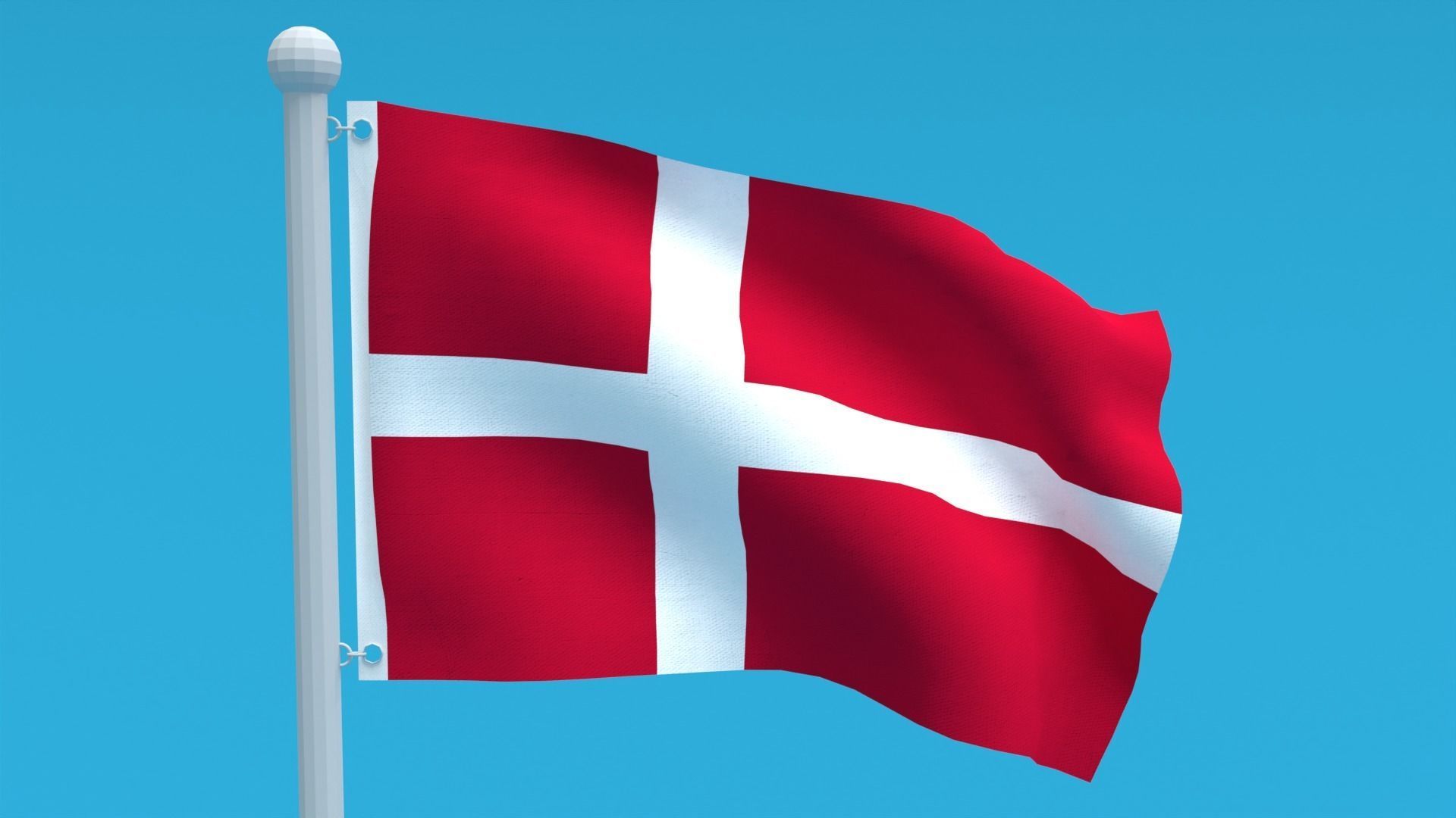 Low Poly Seamless Animated Denmark Flag Low-poly 3D model_8