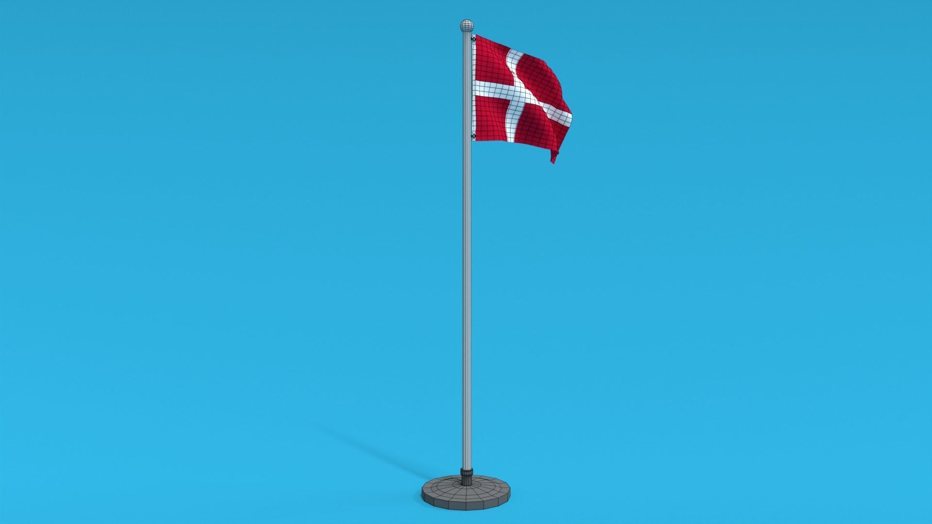 Low Poly Seamless Animated Denmark Flag Low-poly 3D model_16