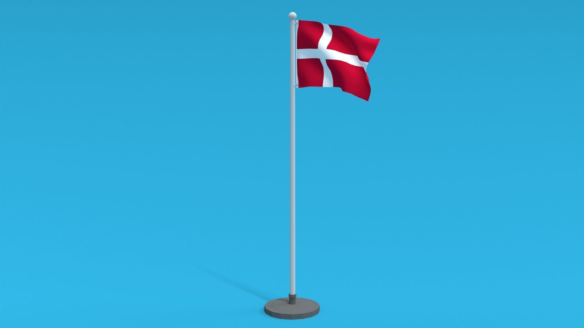 Low Poly Seamless Animated Denmark Flag Low-poly 3D model_1