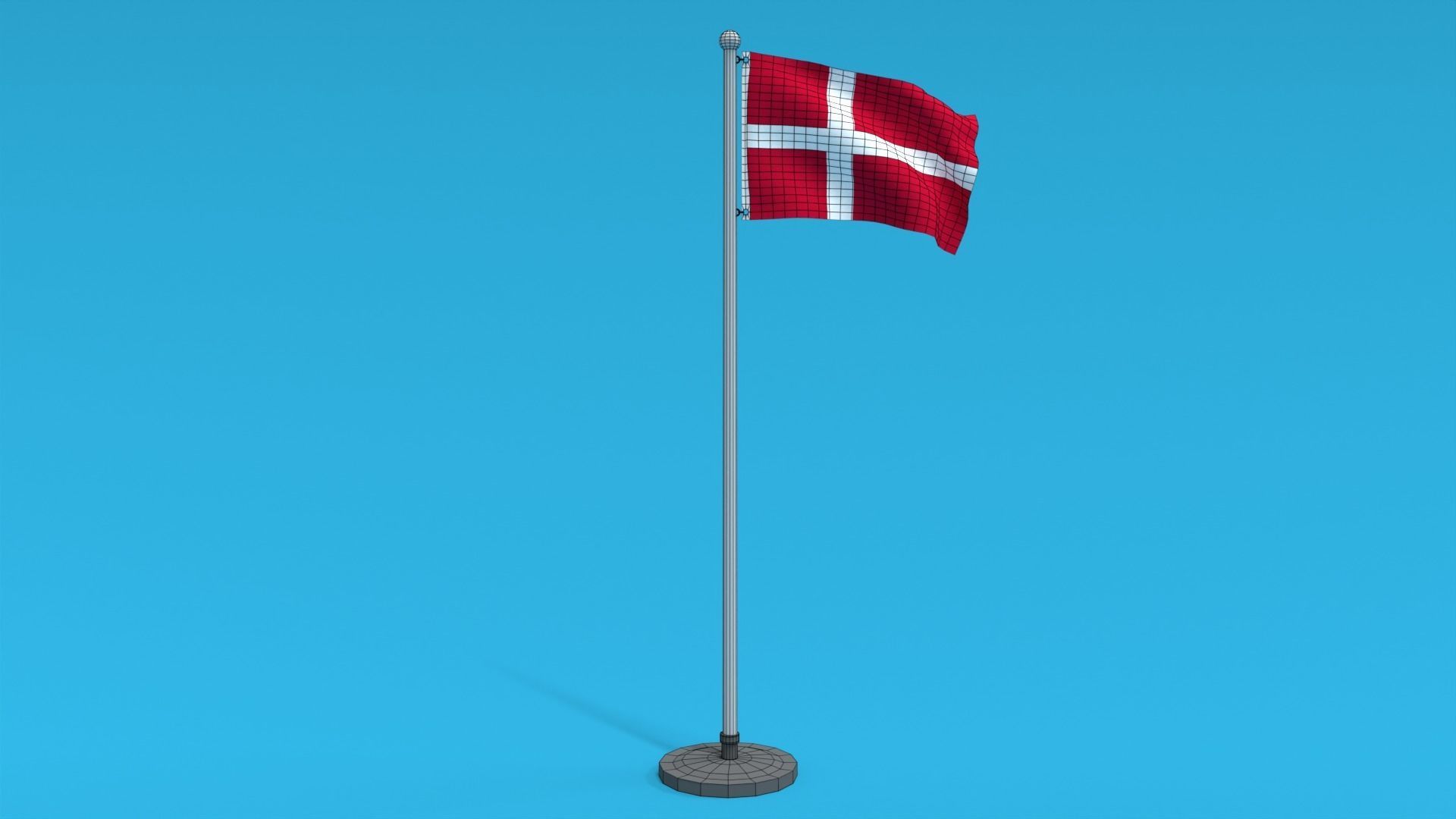 Low Poly Seamless Animated Denmark Flag Low-poly 3D model_9