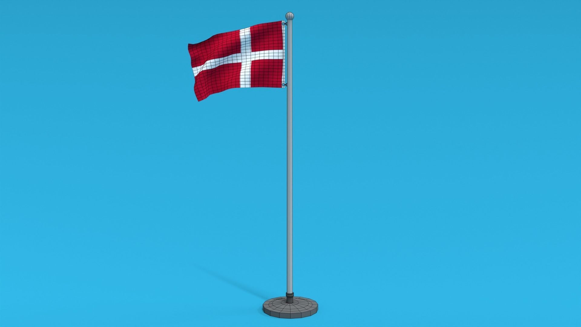 Low Poly Seamless Animated Denmark Flag Low-poly 3D model_13