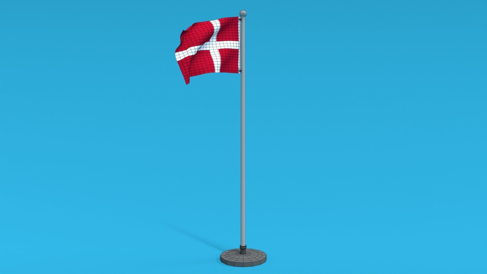 Low Poly Seamless Animated Denmark Flag Low-poly 3D model_12