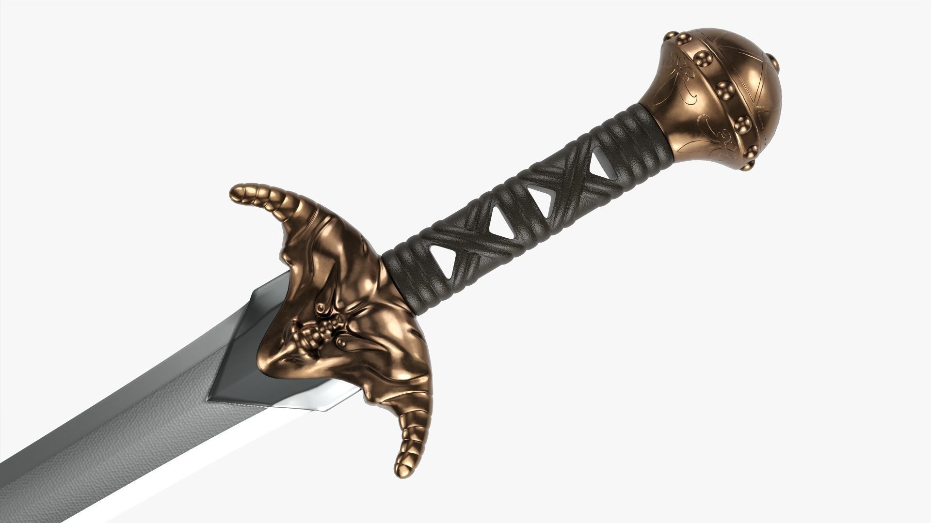 Dragon gladius chrome 3D model_2