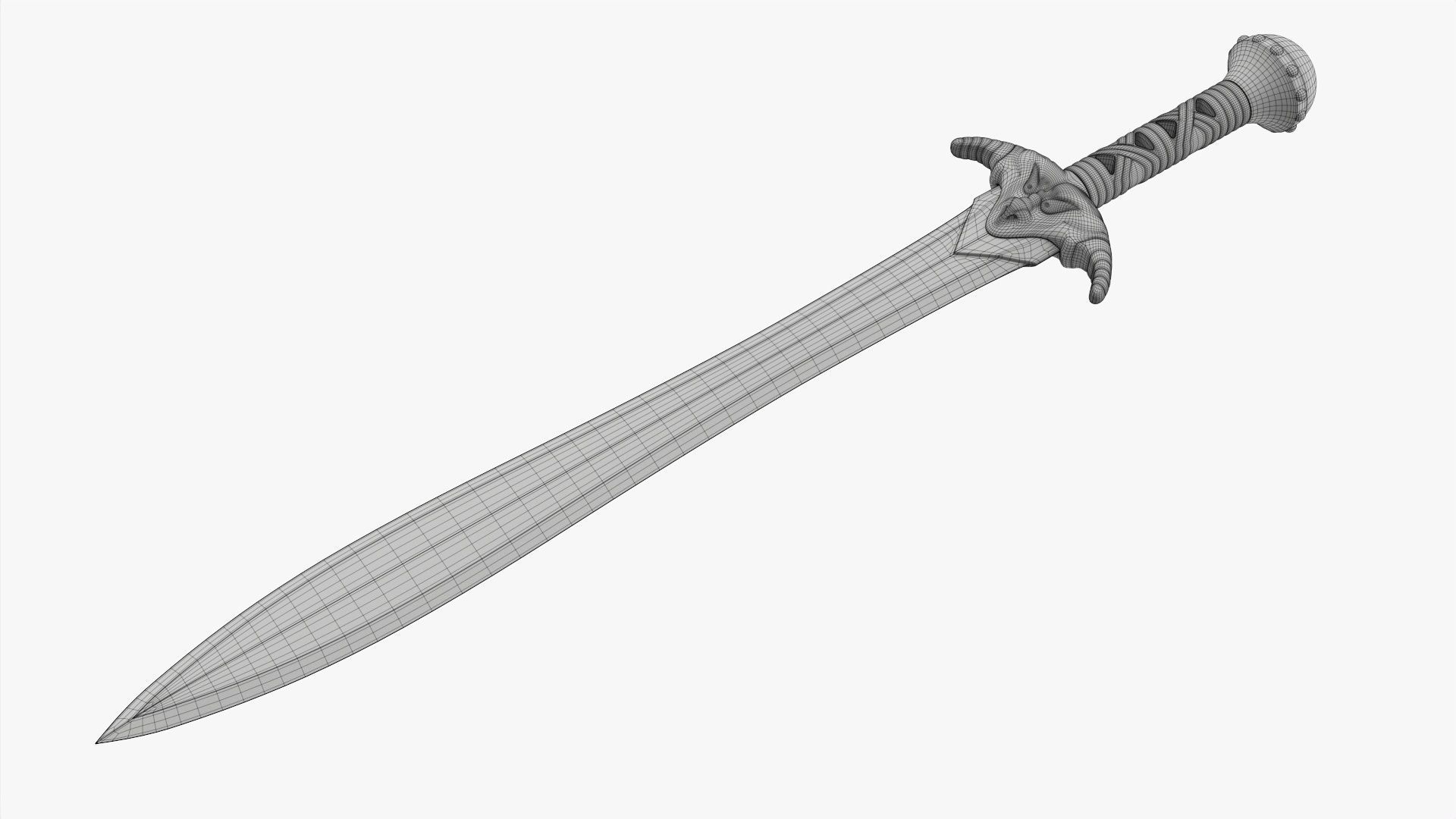 Dragon gladius chrome 3D model_8