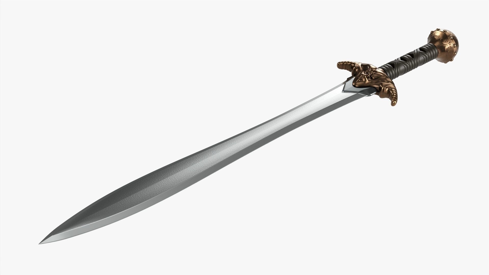 Dragon gladius chrome 3D model_4