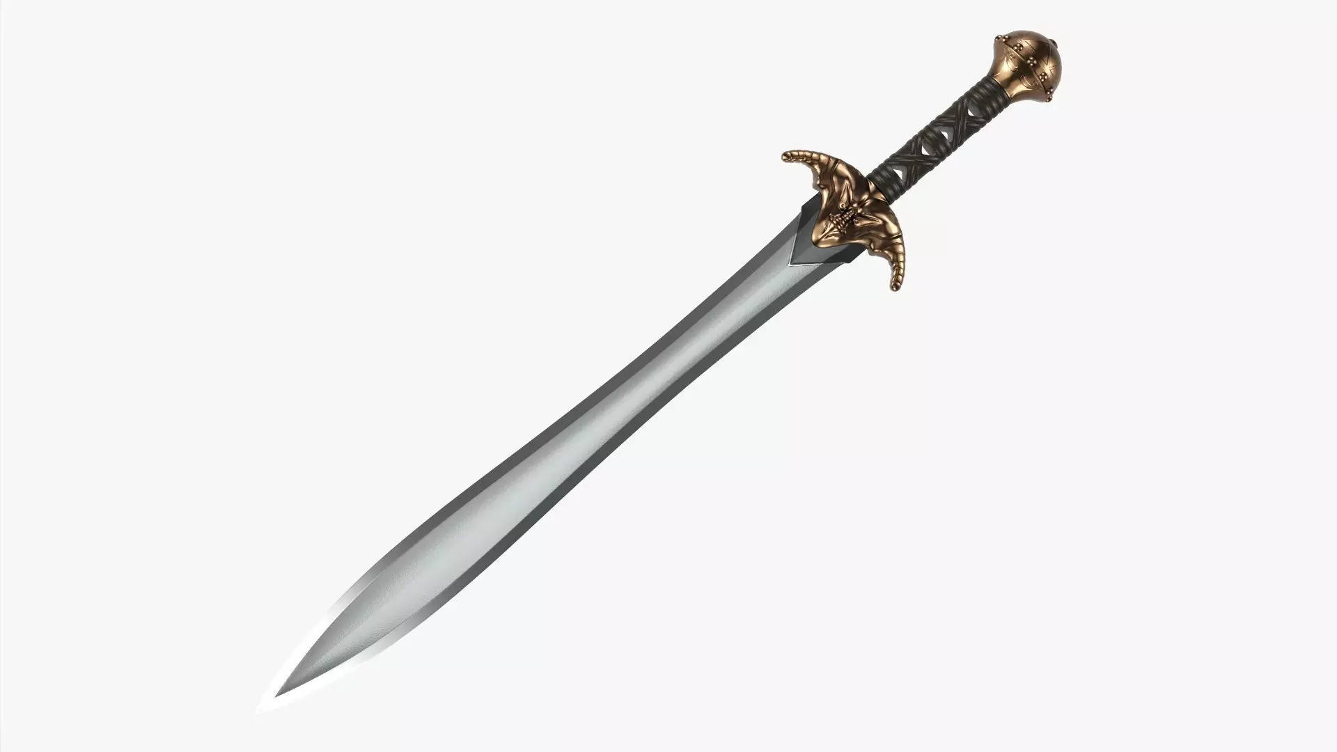 Dragon gladius chrome 3D model_0