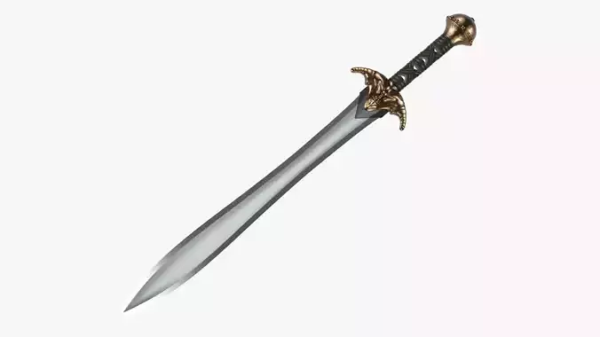 Dragon gladius chrome 3D model