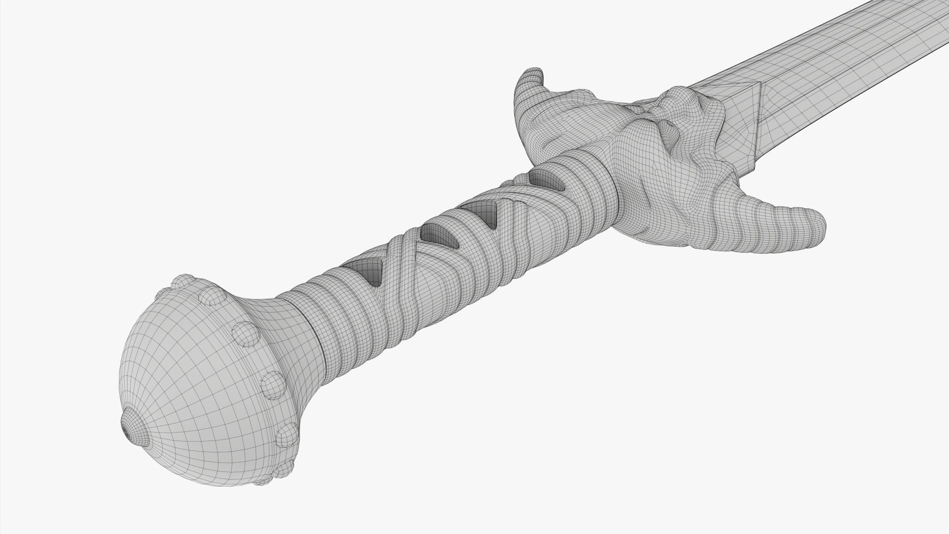 Dragon gladius chrome 3D model_10