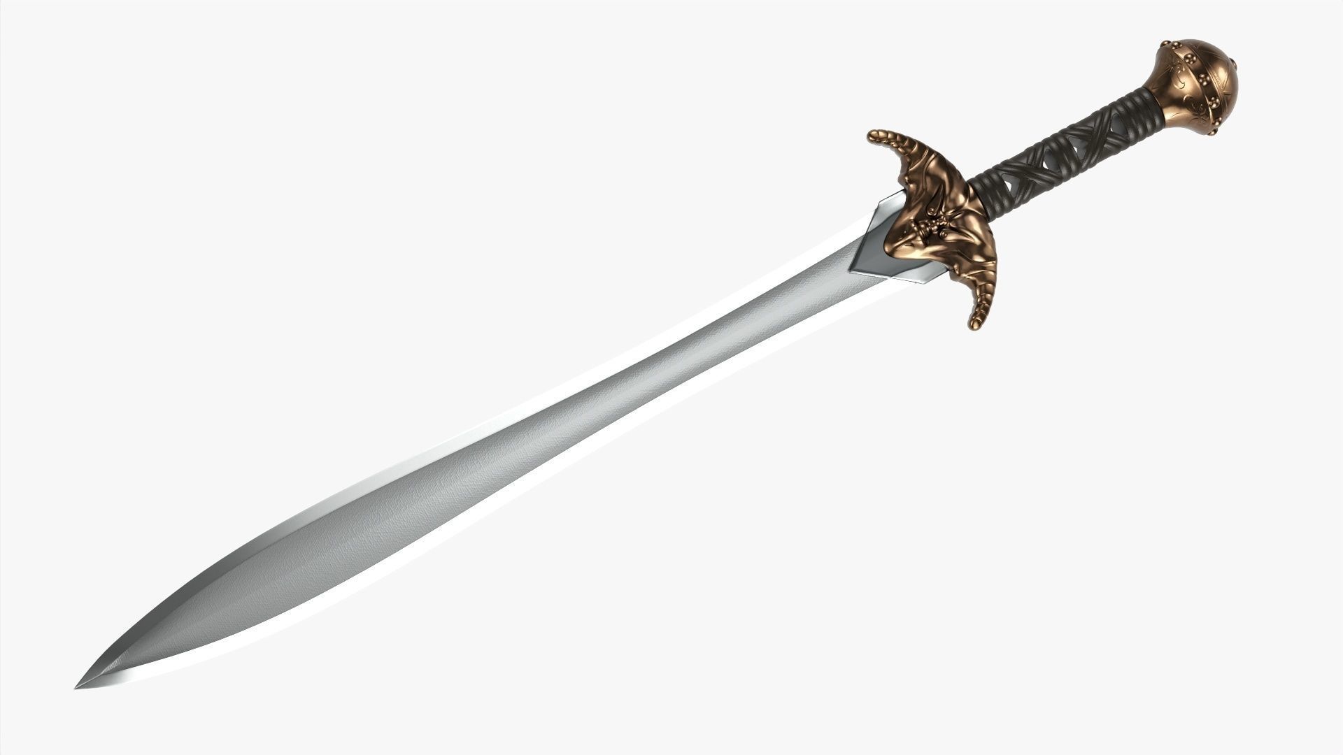 Dragon gladius chrome 3D model_1