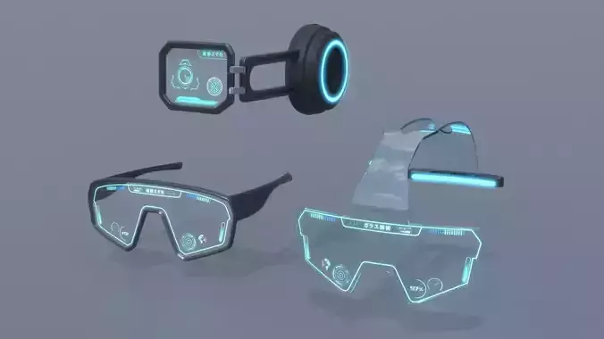 Sci-fi glasses and helmet bundle 2 3D Model Collection
