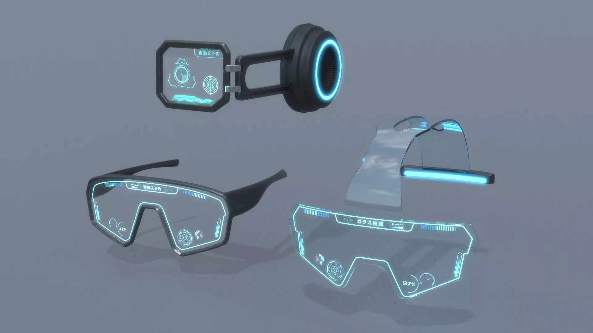 Sci-fi glasses and helmet bundle 2 3D Model Collection_0