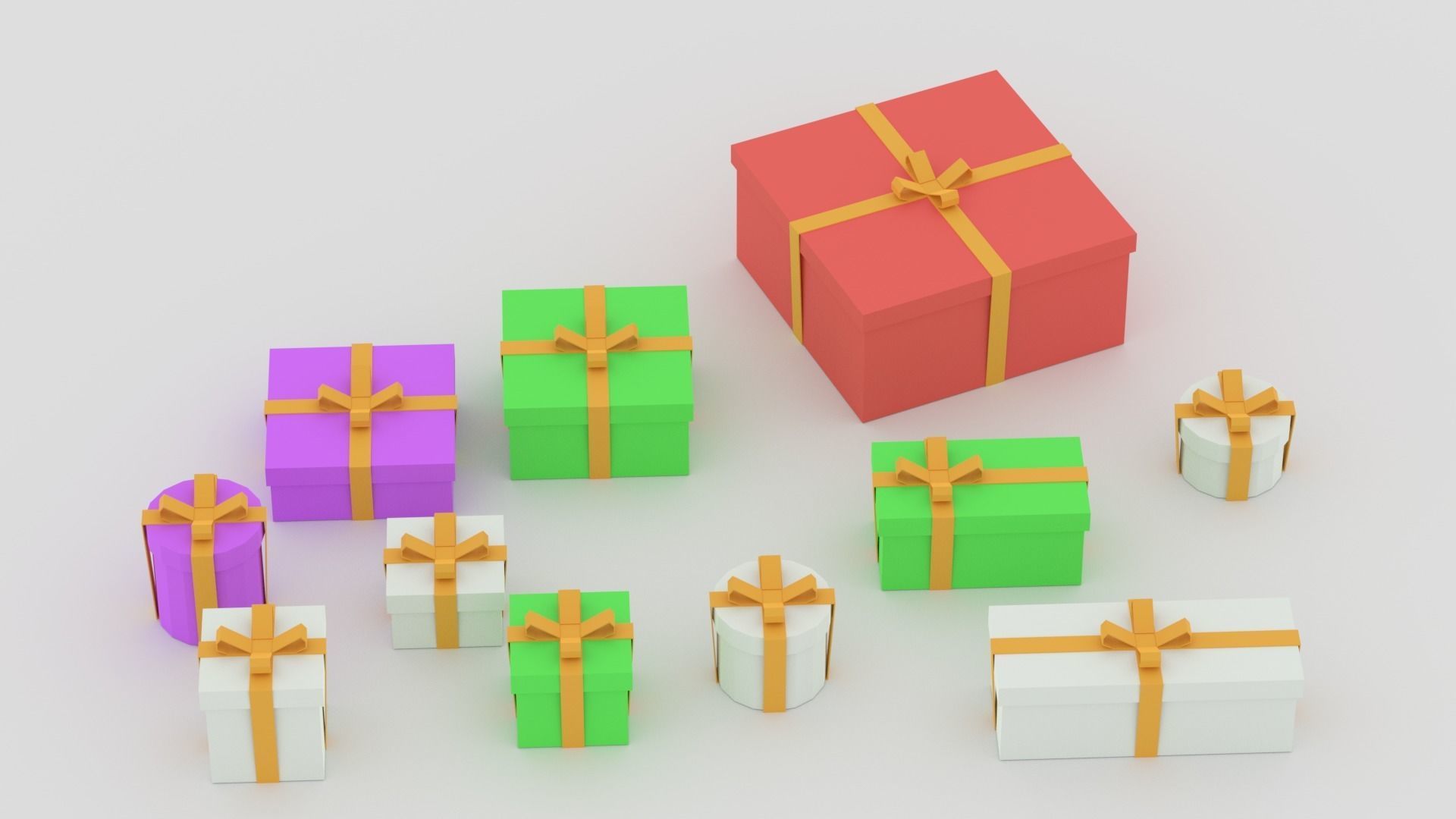 Cartoon Simple Gift Boxes Low-poly 3D model_8