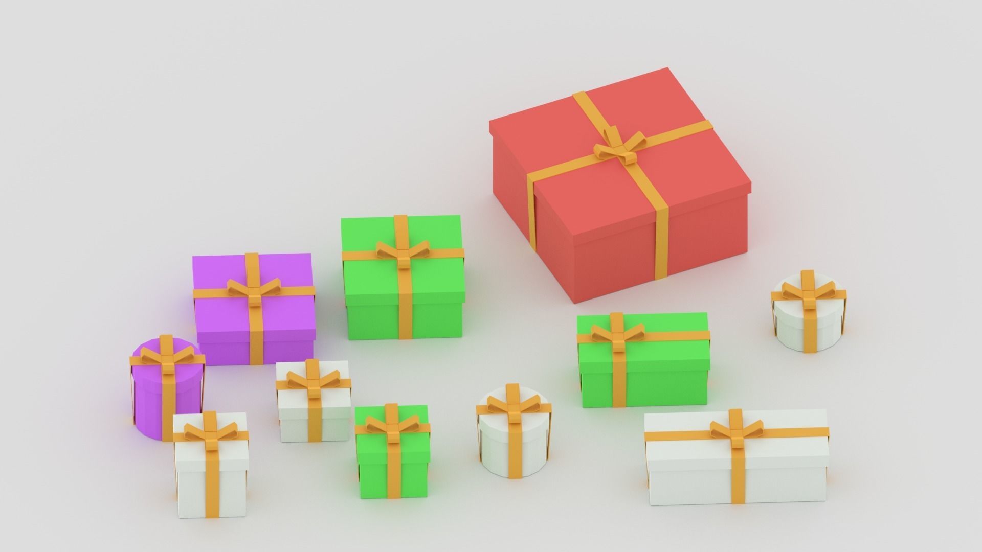 Cartoon Simple Gift Boxes Low-poly 3D model_7