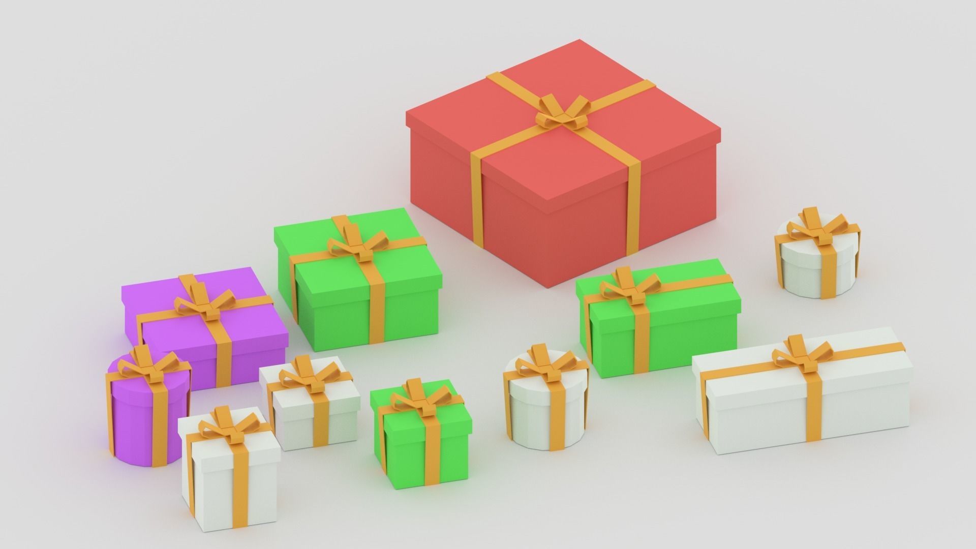 Cartoon Simple Gift Boxes Low-poly 3D model_1