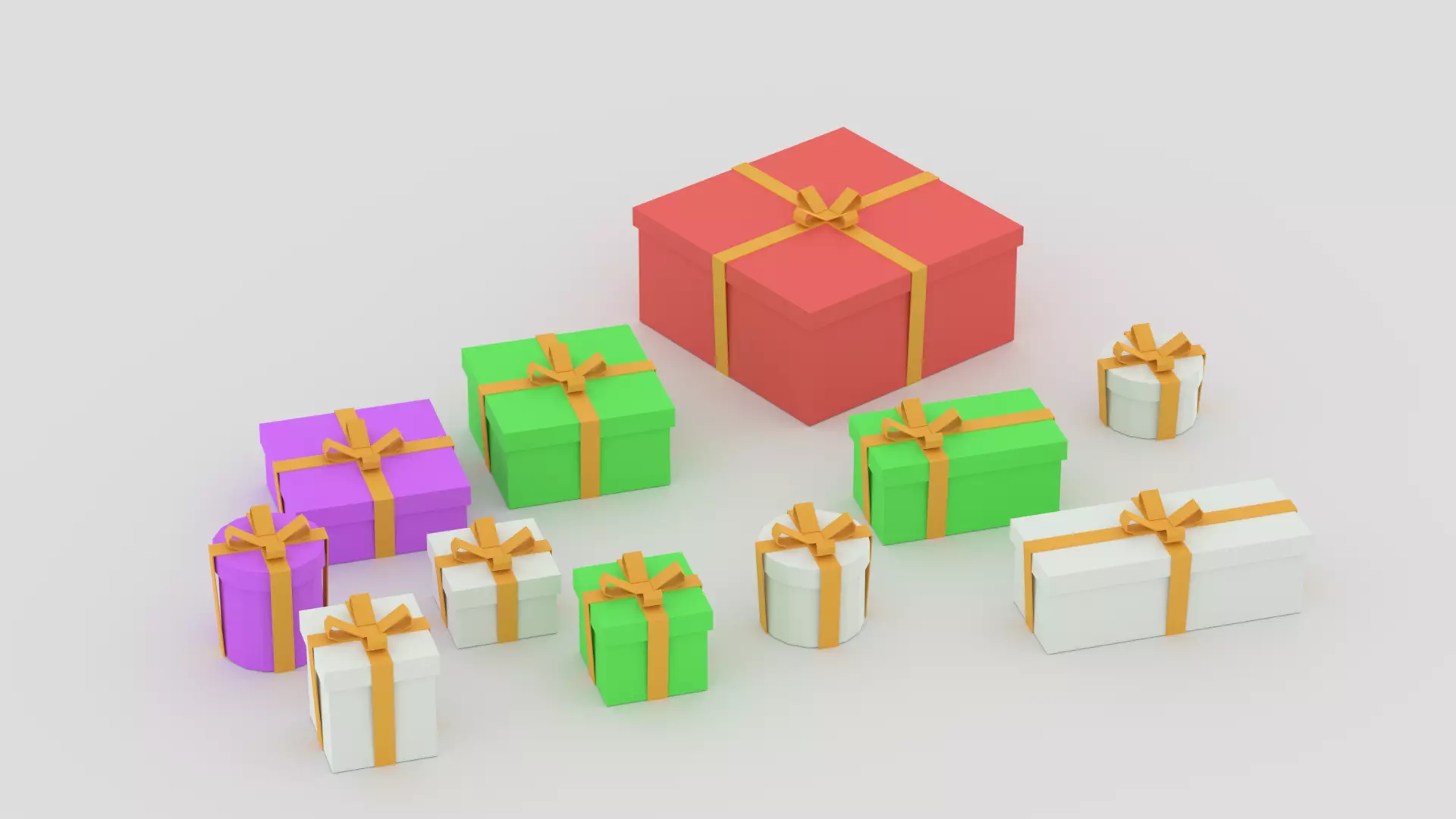 Cartoon Simple Gift Boxes Low-poly 3D model_0