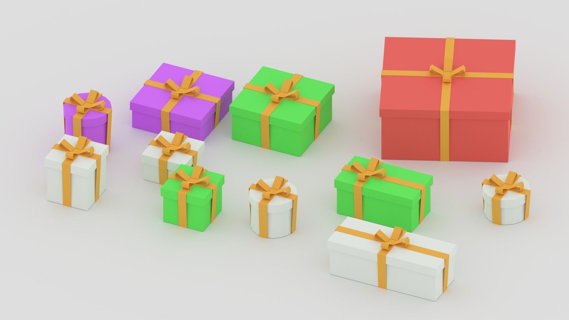 Cartoon Simple Gift Boxes Low-poly 3D model_3