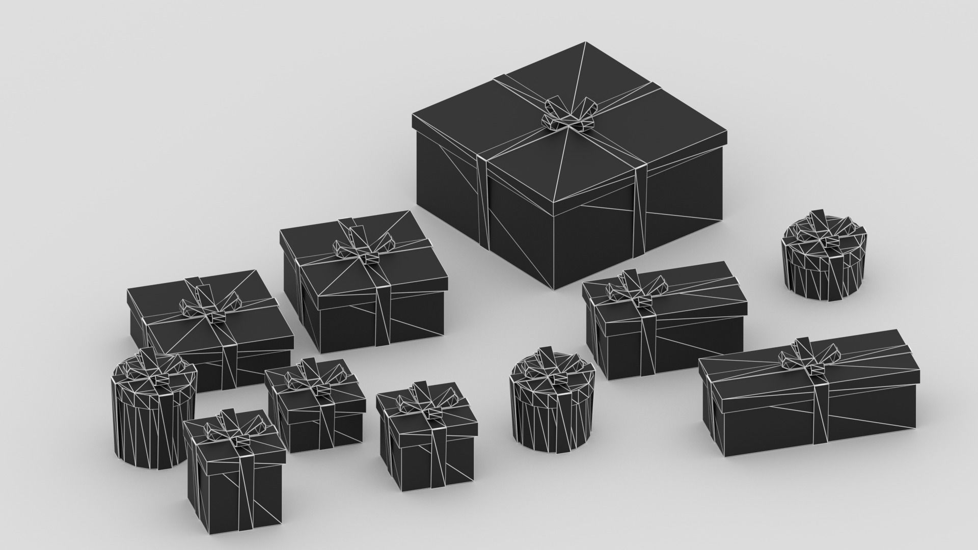 Cartoon Simple Gift Boxes Low-poly 3D model_5