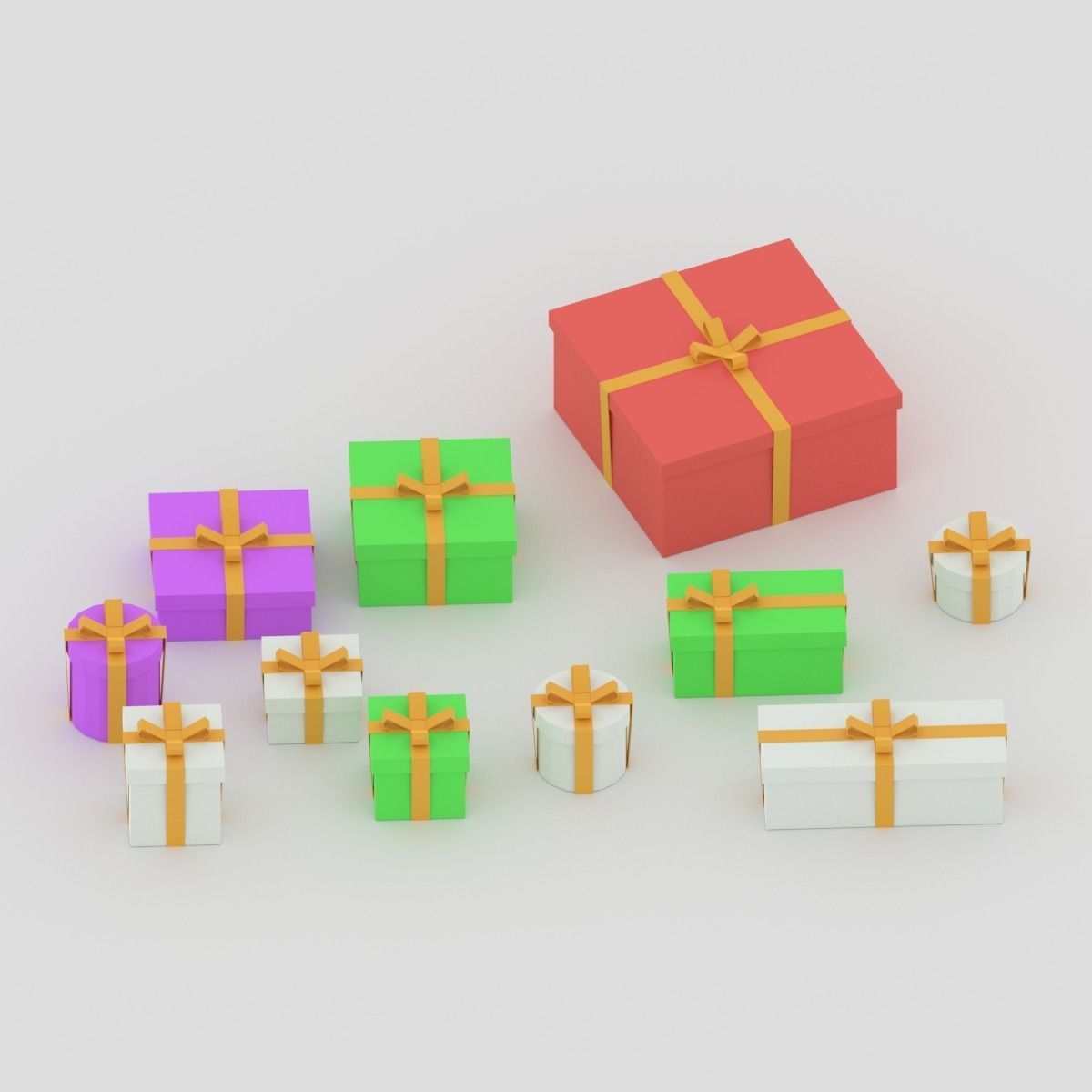 Cartoon Simple Gift Boxes Low-poly 3D model_10