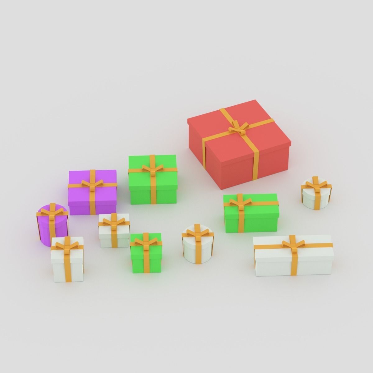 Cartoon Simple Gift Boxes Low-poly 3D model_9