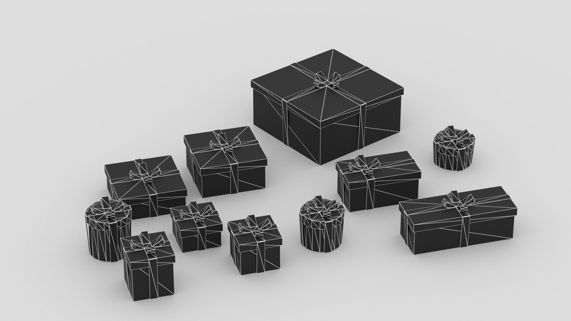 Cartoon Simple Gift Boxes Low-poly 3D model_4