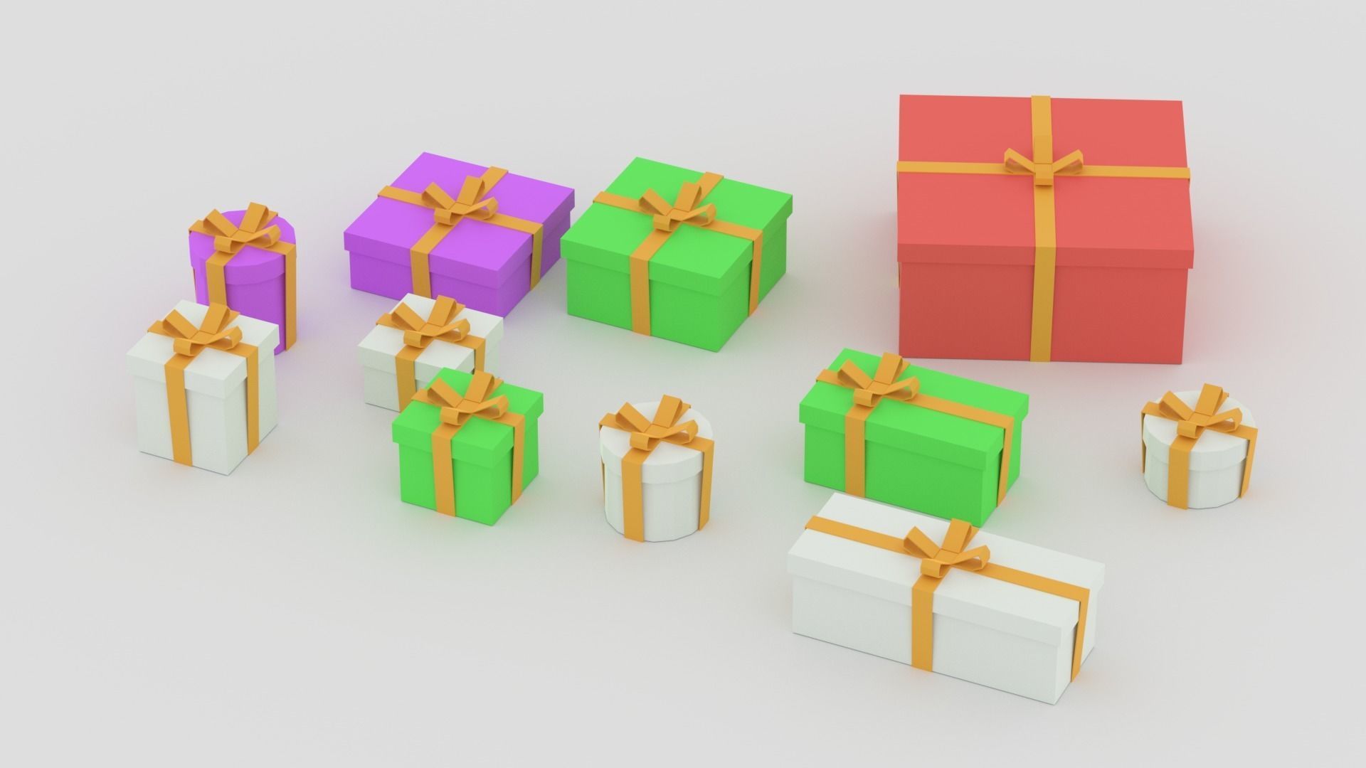 Cartoon Simple Gift Boxes Low-poly 3D model_2