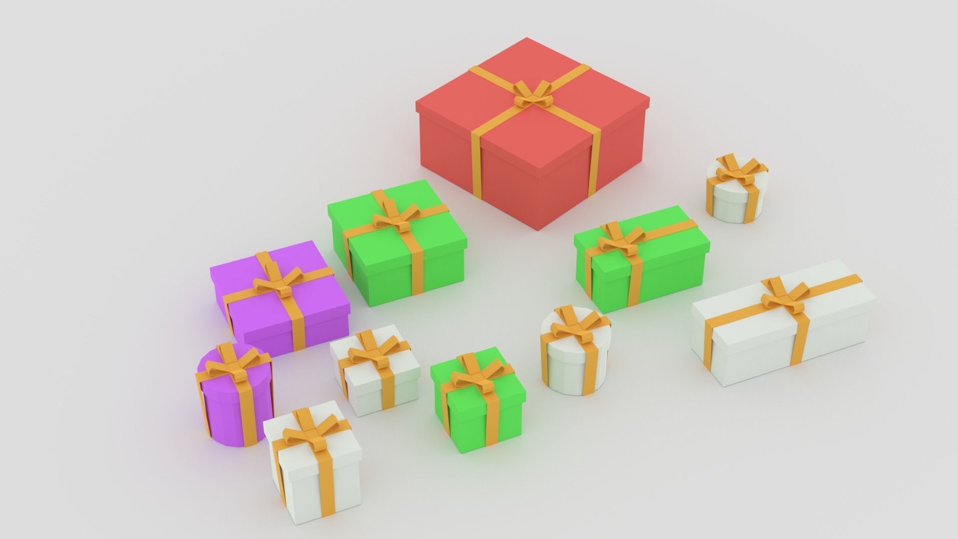 Cartoon Simple Gift Boxes Low-poly 3D model_11