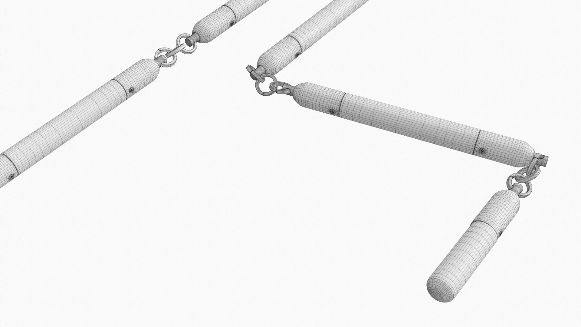 Flail three sectional short 3D model_7