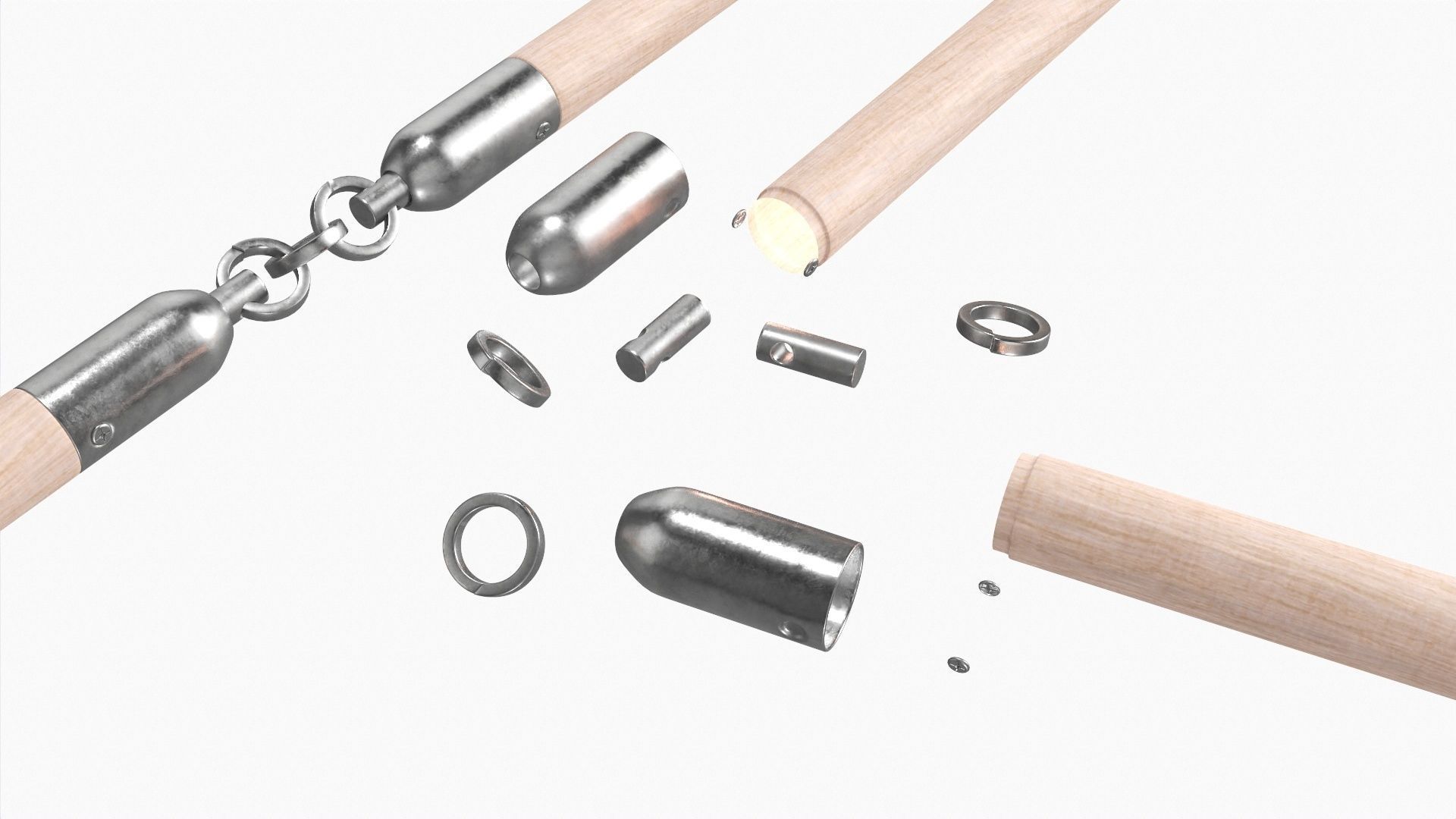 Flail three sectional short 3D model_6