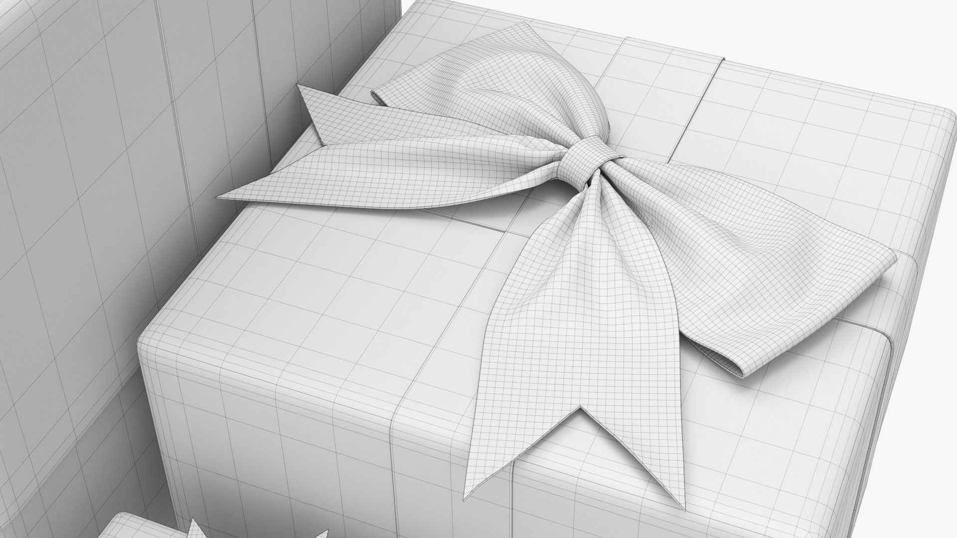 Wrapped gift boxes with bow red gold 3D model_7