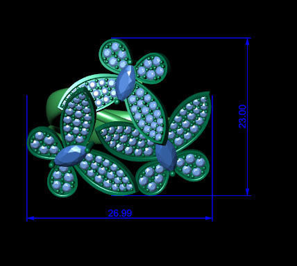 Butterfly Ring 3D print model_3