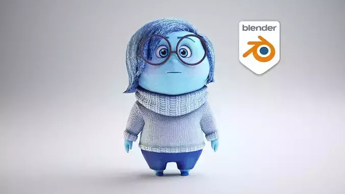 Inside Out - Sadness rigged 3D model