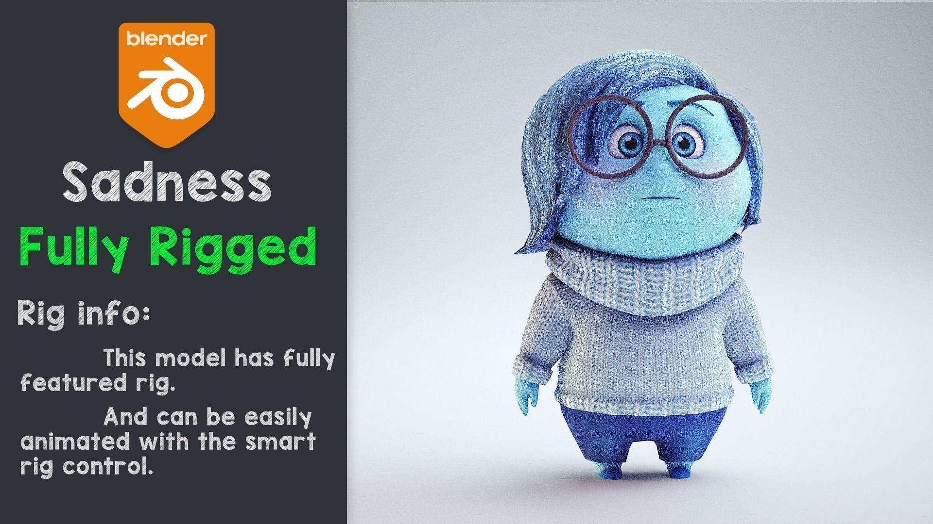 Inside Out - Sadness rigged 3D model_1