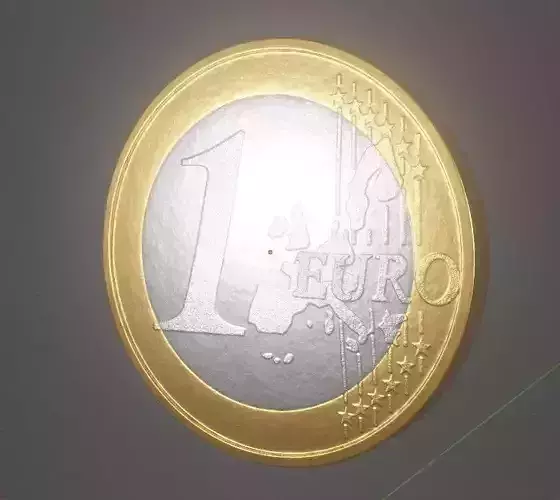 Realistic 3D 1 Euro coin