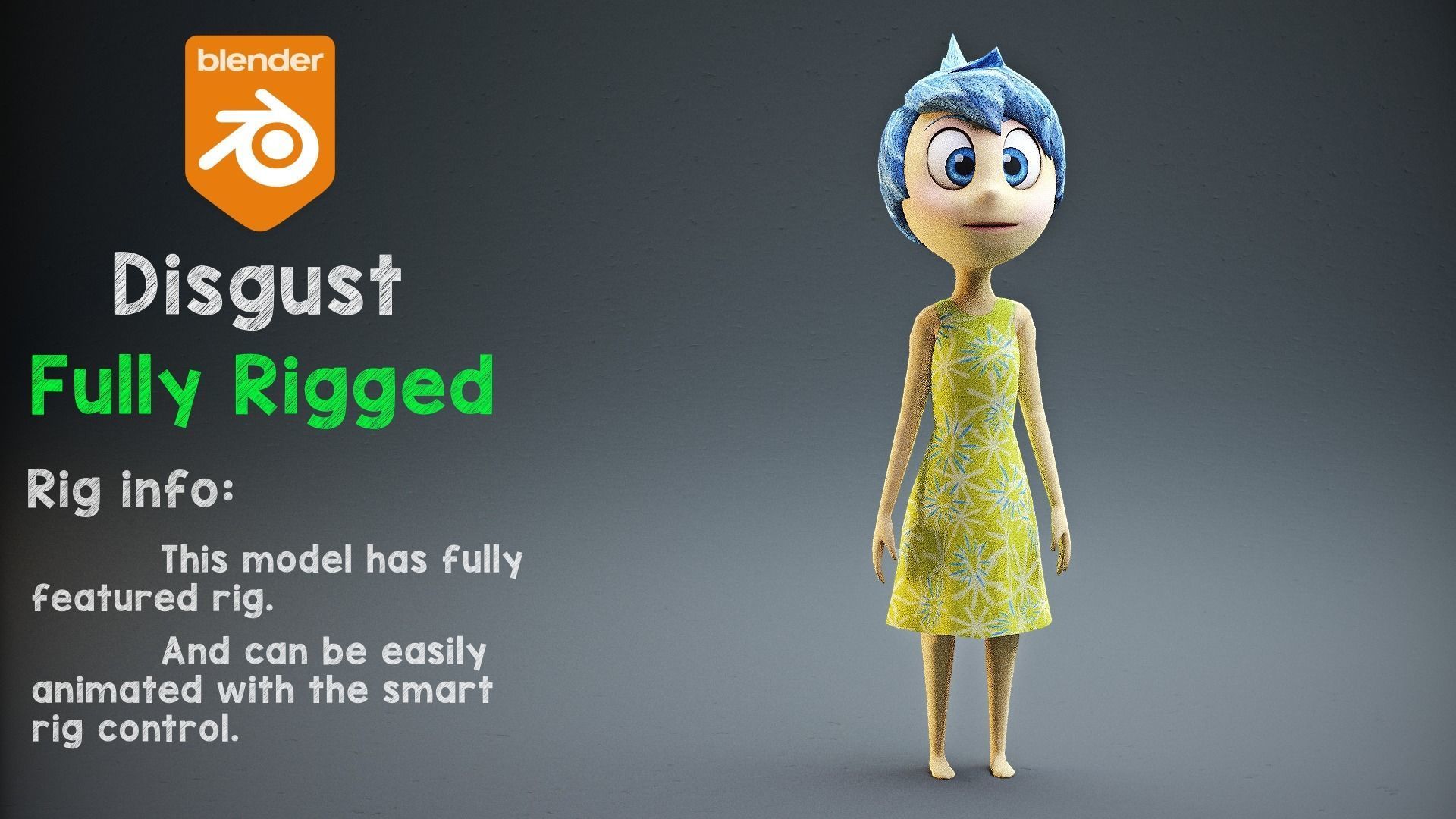 Inside Out - Joy rigged Low-poly 3D model_1