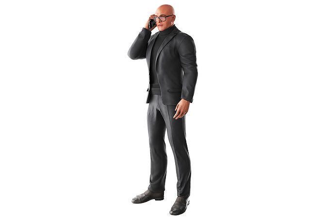 Richard - Black suit - Phone Call Low-poly 3D model