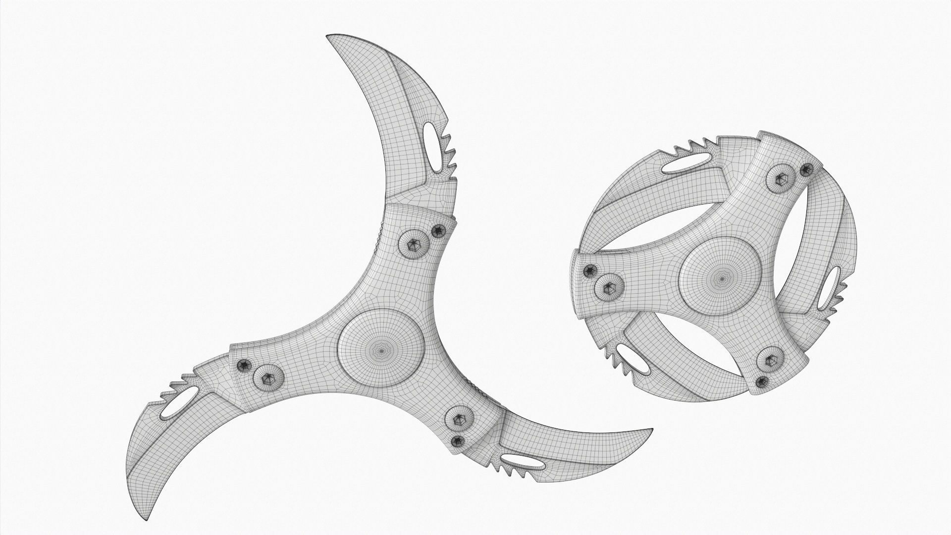 Shinobu ninja shuriken circular dagger 3D model_7