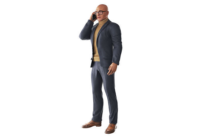 Richard - Blue suit - Phone Call Low-poly 3D model
