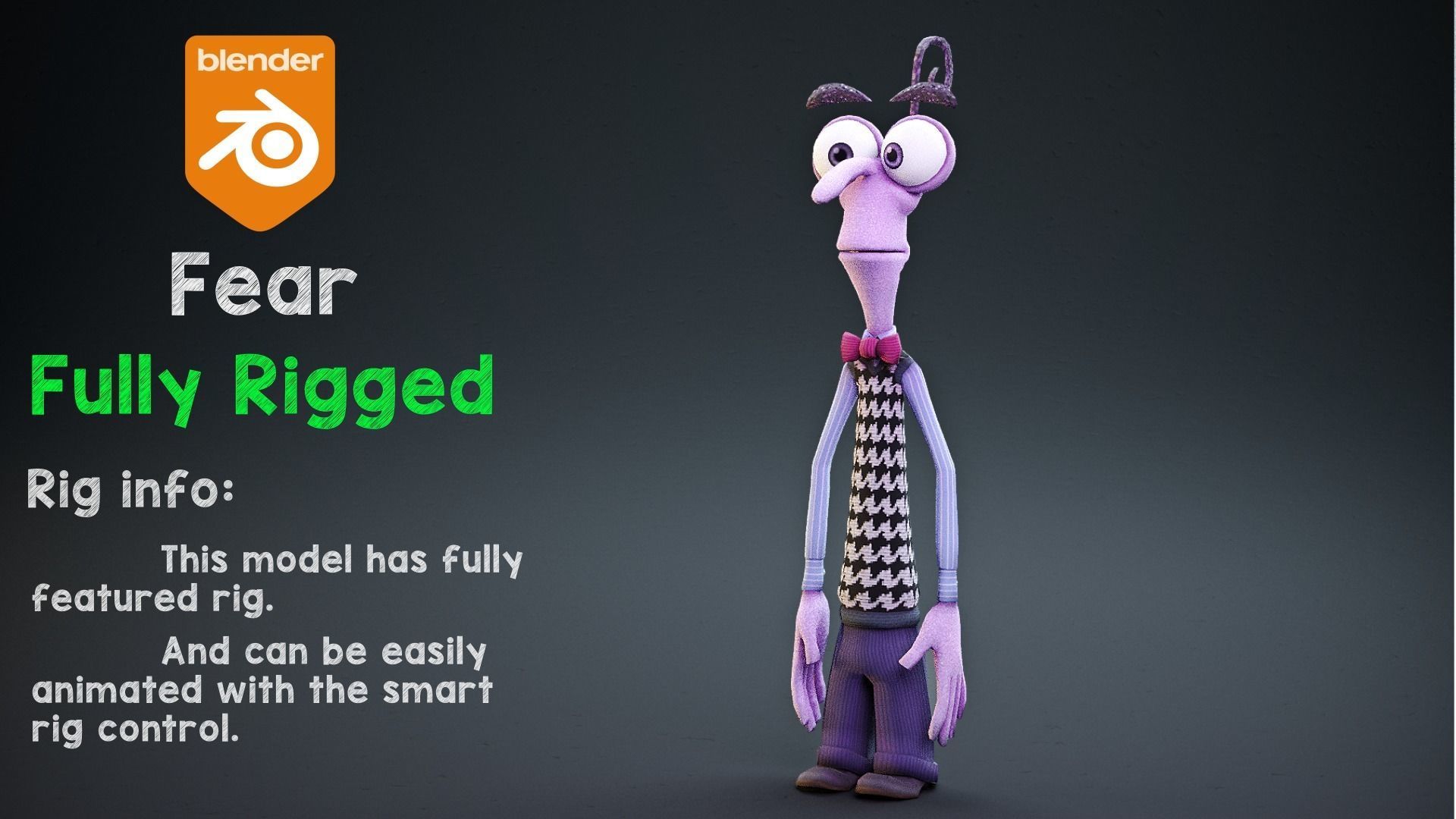 Inside Out - Fear rigged Low-poly 3D model_1