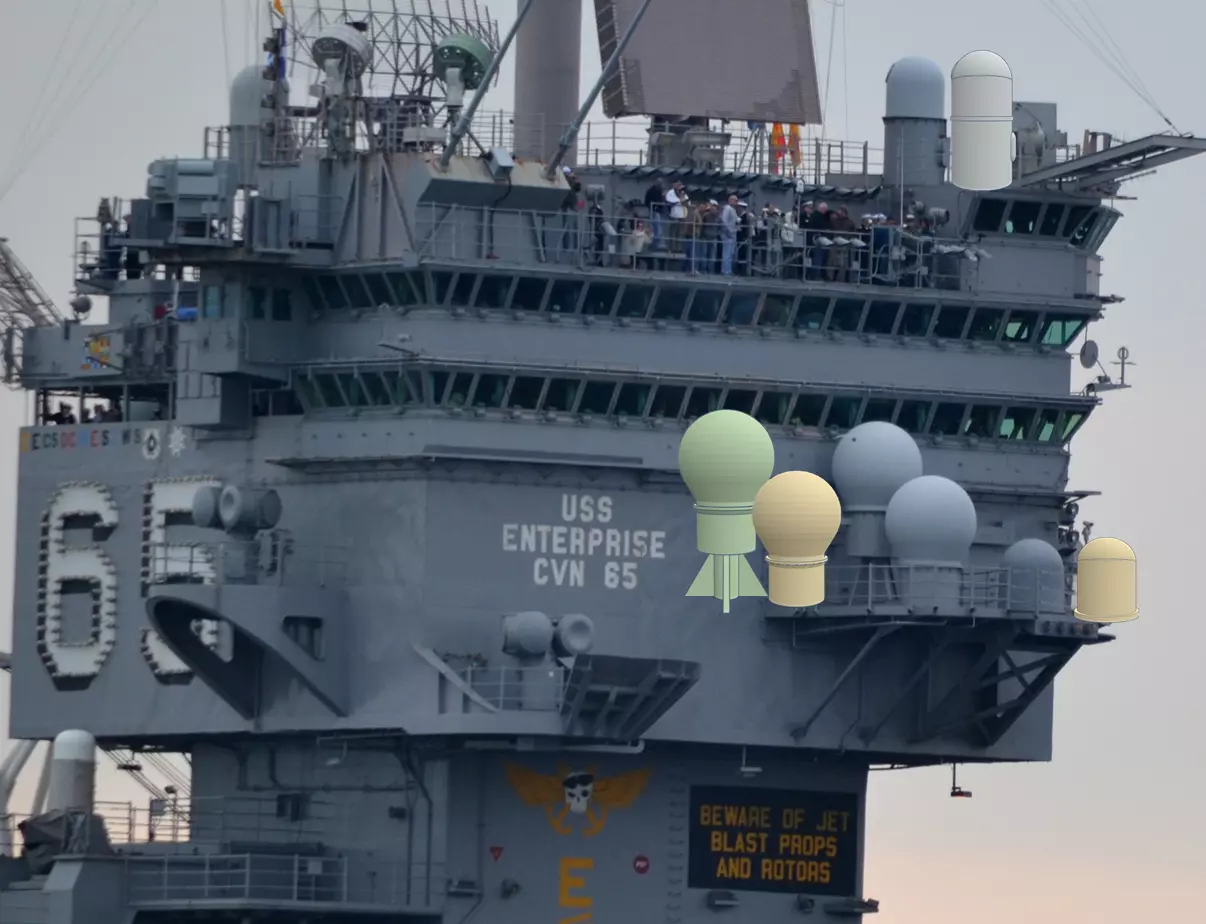 CVN-65 USS Enterprise Island Radar Set and Deck Satcom 3D print model_0