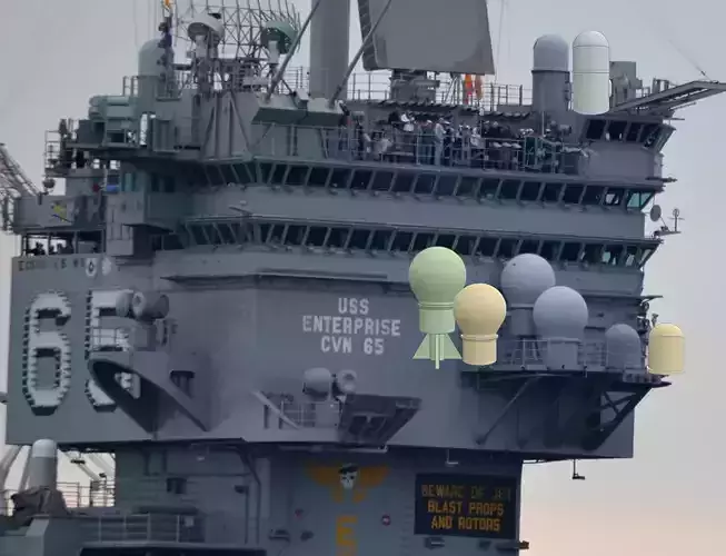 CVN-65 USS Enterprise Island Radar Set and Deck Satcom