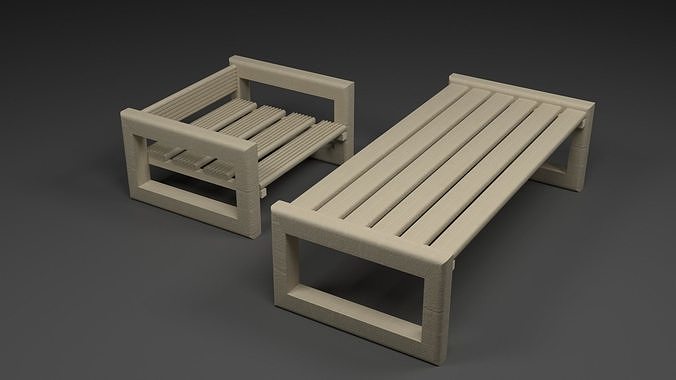 Table and table for the garden Free 3D model
