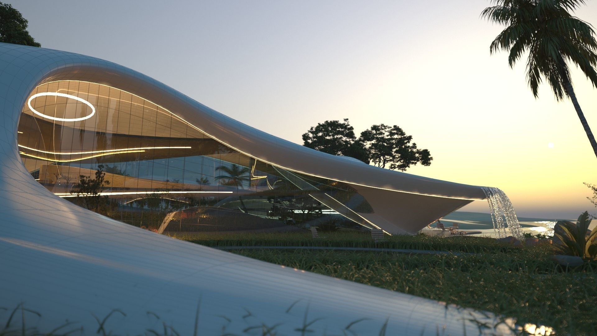 Organic beach villa house vray 3ds max 3D model_2