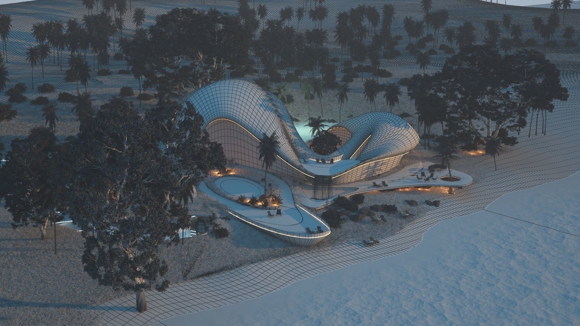 Organic beach villa house vray 3ds max 3D model_13